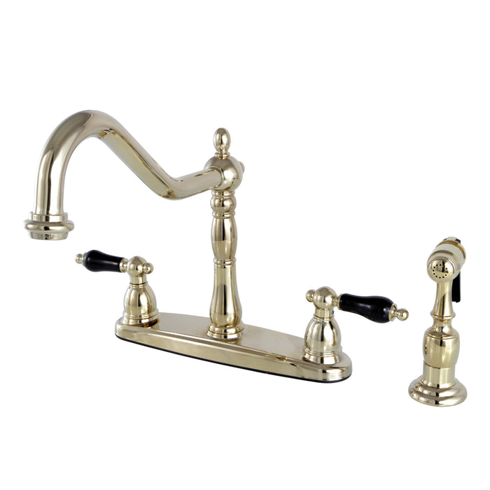 Duchess KB1752PKLBS Two-Handle 4-Hole 8" Centerset Kitchen Faucet with Side Sprayer, Polished Brass