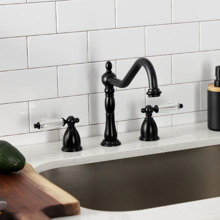 Wilshire KB1790WLLLS Two-Handle 3-Hole Deck Mount Widespread Kitchen Faucet, Matte Black