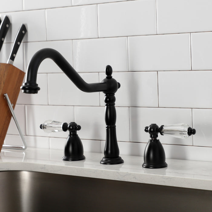 Wilshire KB1790WLLLS Two-Handle 3-Hole Deck Mount Widespread Kitchen Faucet, Matte Black