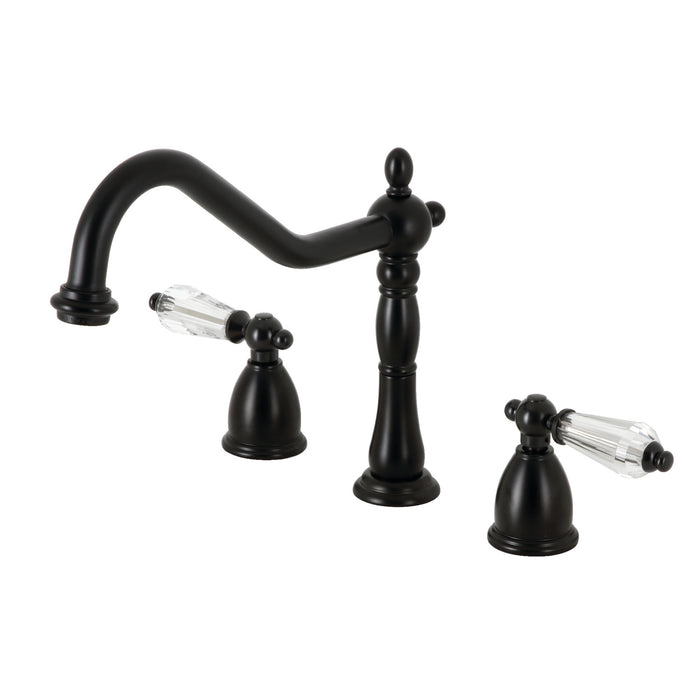 Wilshire KB1790WLLLS Two-Handle 3-Hole Deck Mount Widespread Kitchen Faucet, Matte Black