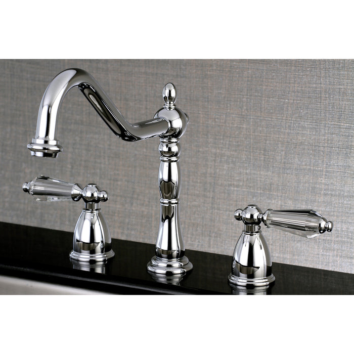 Wilshire KB1791WLLLS Two-Handle 3-Hole Deck Mount Widespread Kitchen Faucet, Polished Chrome