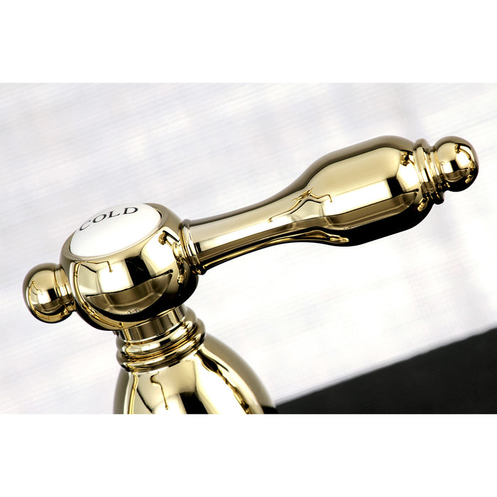 Tudor KB1792TALBS Two-Handle 4-Hole Deck Mount Widespread Kitchen Faucet with Brass Sprayer, Polished Brass