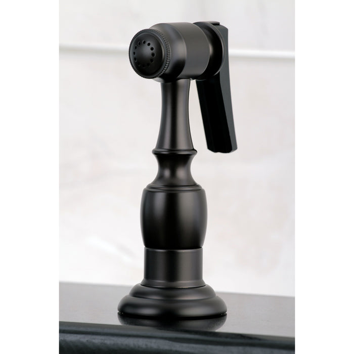 Tudor KB1795TALBS Two-Handle 4-Hole Deck Mount Widespread Kitchen Faucet with Brass Sprayer, Oil Rubbed Bronze