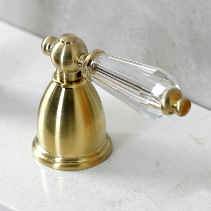 Wilshire KB1797WLLLS Two-Handle 3-Hole Deck Mount Widespread Kitchen Faucet, Brushed Brass