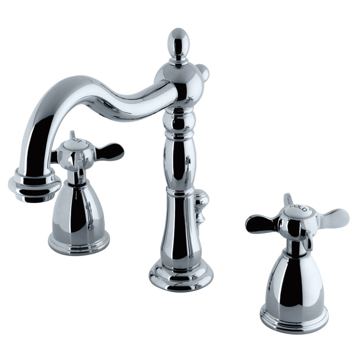 Essex KB1971BEX Two-Handle 3-Hole Deck Mount Widespread Bathroom Faucet with Retail Pop-Up Drain, Polished Chrome