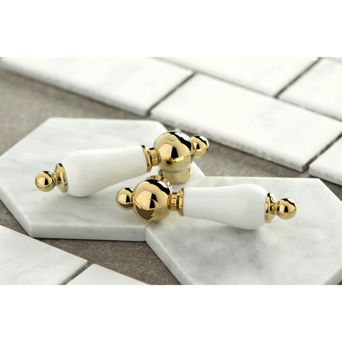 Heritage KB1972PL Two-Handle 3-Hole Deck Mount Widespread Bathroom Faucet with Brass Pop-Up Drain, Polished Brass