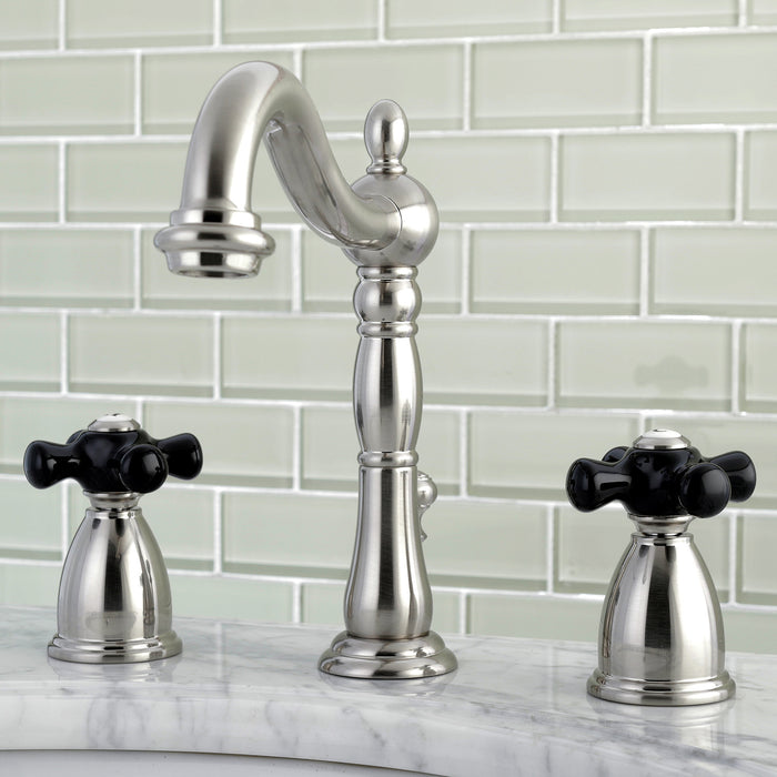 Duchess KB1978PKX Two-Handle 3-Hole Deck Mount Widespread Bathroom Faucet with Retail Pop-Up Drain, Brushed Nickel