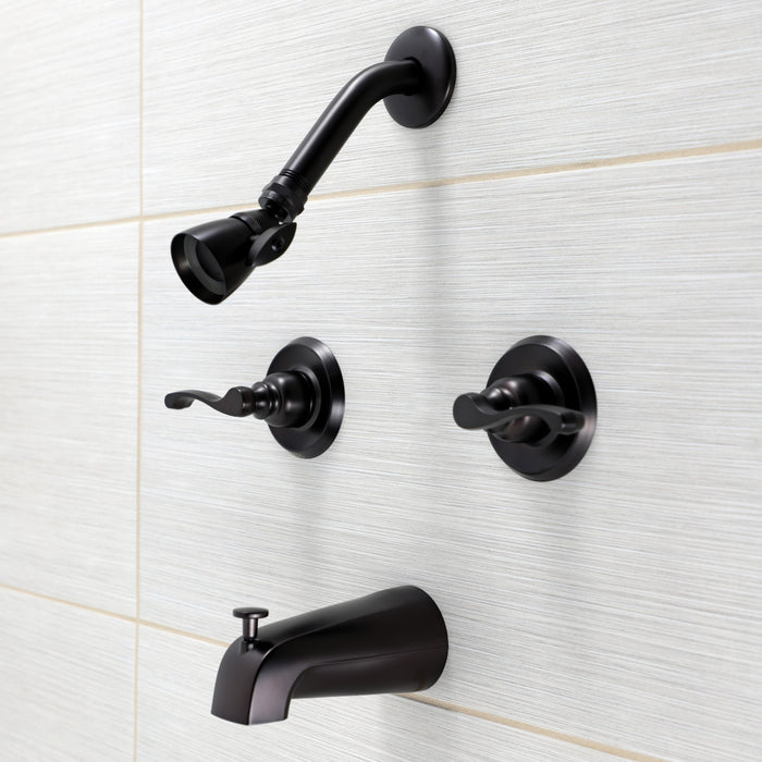 Royal KB245FL Two-Handle 4-Hole Wall Mount Tub and Shower Faucet, Oil Rubbed Bronze