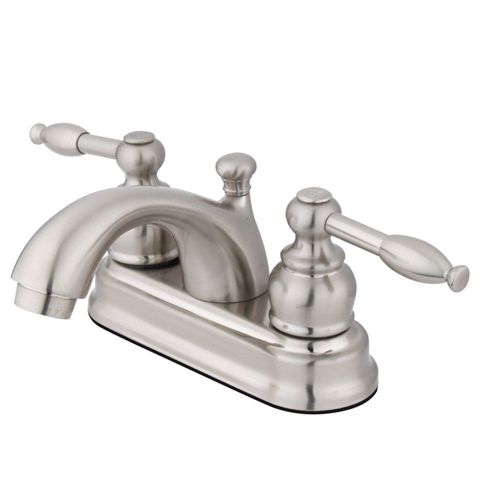 Knight KB2608KL Double-Handle 3-Hole Deck Mount 4-Inch Centerset Bathroom Faucet with Pop-Up Drain, Brushed Nickel