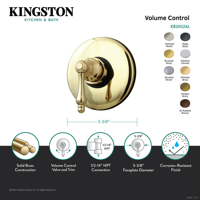 Vintage KB3002AL Single-Handle Volume Control, Polished Brass