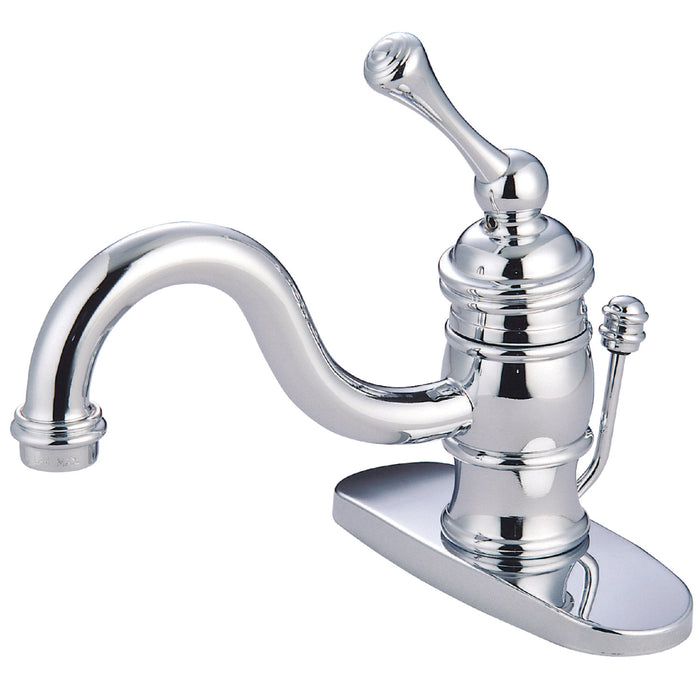 Victorian KB3401BL One-Handle 1-Hole Bathroom Faucet with Deck Plate and Pop-Up Drain, Polished Chrome