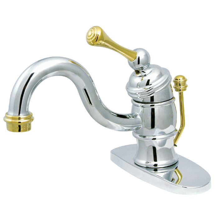 Victorian KB3404BL One-Handle 1-Hole Bathroom Faucet with Deck Plate and Pop-Up Drain, Polished Chrome/Polished Brass