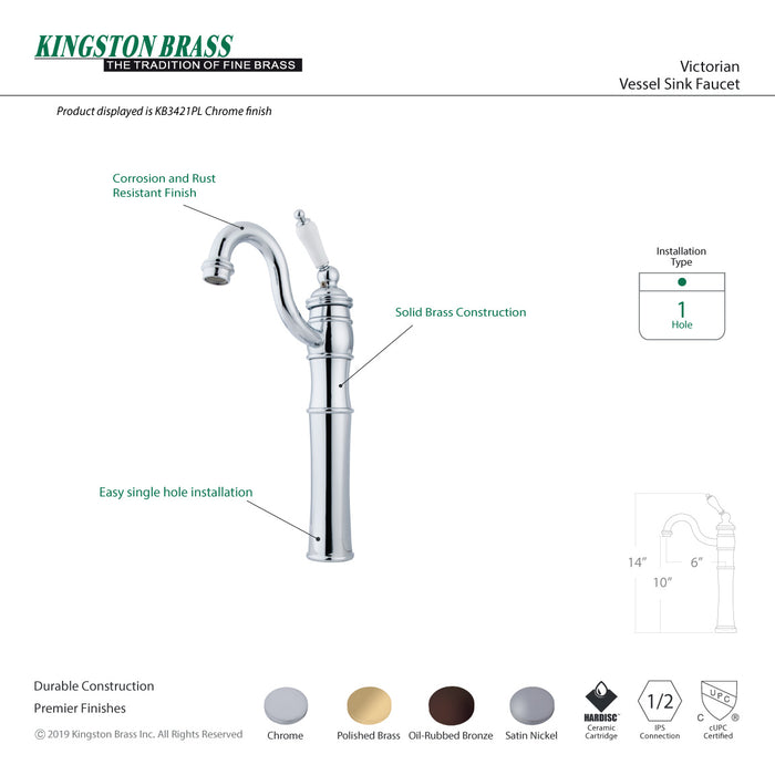 Victorian KB3421PL Single-Handle 1-Hole Deck Mount Vessel Faucet, Polished Chrome