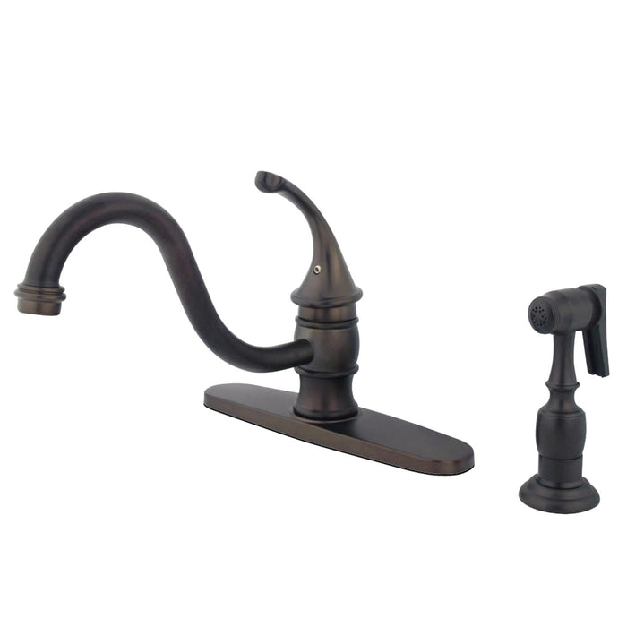 Georgian KB3575GLBS Single-Handle 2-or-4 Hole Deck Mount Kitchen Faucet with Brass Side Sprayer, Oil Rubbed Bronze