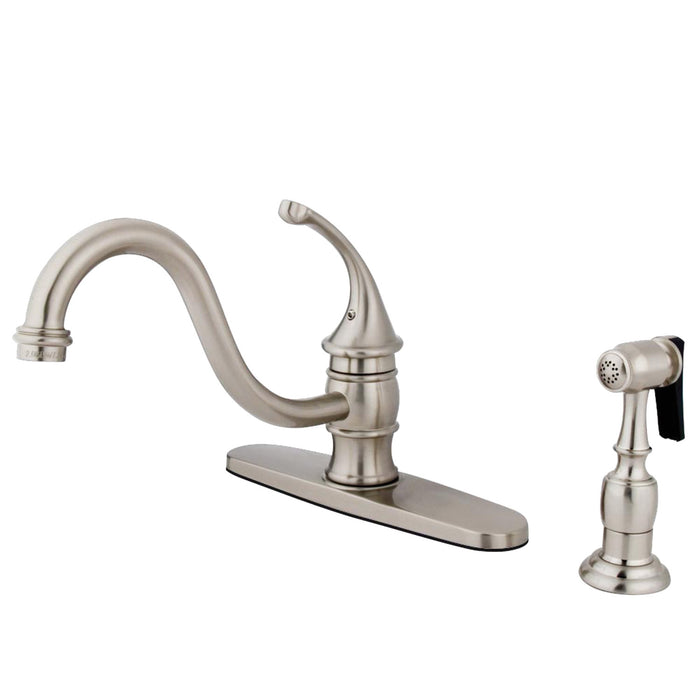 Georgian KB3578GLBS Single-Handle 2-or-4 Hole Deck Mount Kitchen Faucet with Brass Side Sprayer, Brushed Nickel