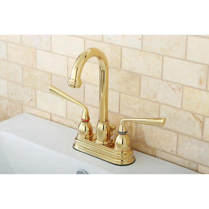 Silver Sage KB3612ZL Double-Handle 3-Hole Deck Mount 4-Inch Centerset Bathroom Faucet with Pop-Up Drain, Polished Brass