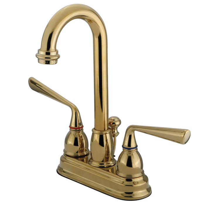 Silver Sage KB3612ZL Double-Handle 3-Hole Deck Mount 4-Inch Centerset Bathroom Faucet with Pop-Up Drain, Polished Brass