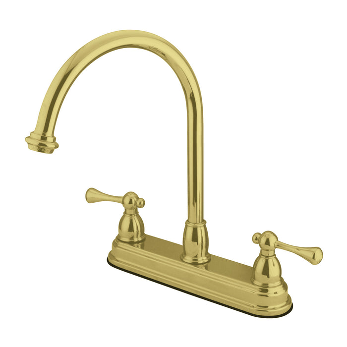 KB3742BL Two-Handle 3-Hole 8" Centerset Kitchen Faucet, Polished Brass