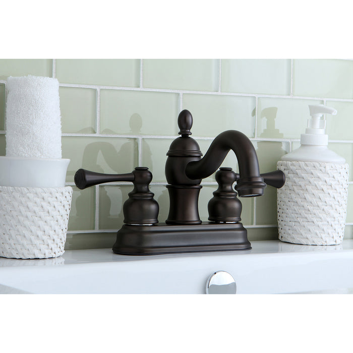 Vintage KB3905BL Double-Handle 3-Hole Deck Mount 4-Inch Centerset Bathroom Faucet with Pop-Up Drain, Oil Rubbed Bronze