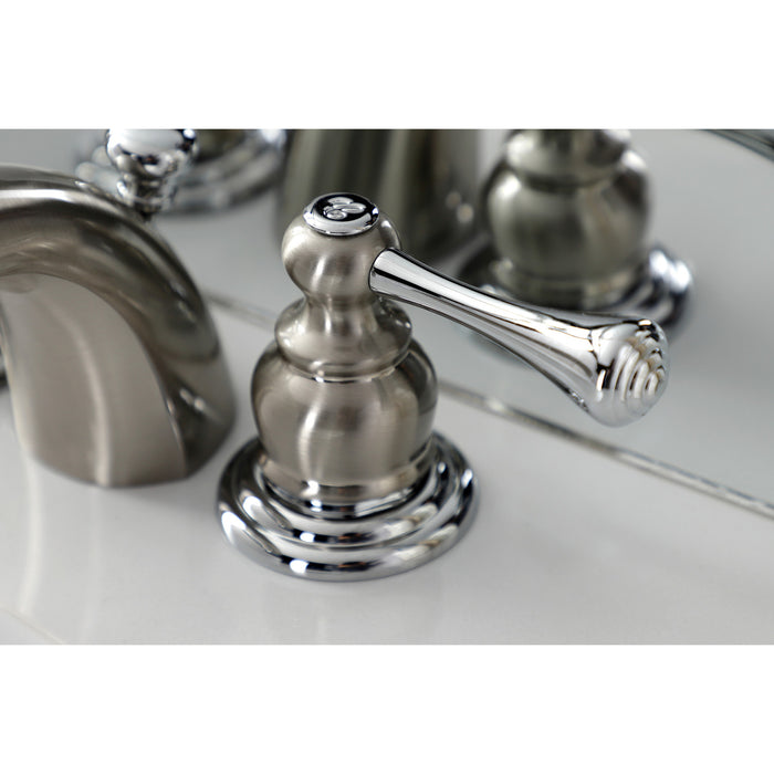 Vintage KB3947BL Two-Handle 3-Hole Deck Mount Mini-Widespread Bathroom Faucet with Pop-Up Drain, Brushed Nickel/Polished Chrome