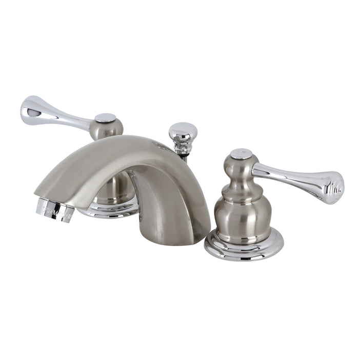 Vintage KB3947BL Two-Handle 3-Hole Deck Mount Mini-Widespread Bathroom Faucet with Pop-Up Drain, Brushed Nickel/Polished Chrome