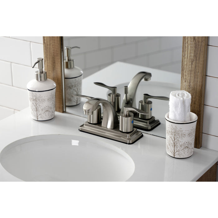 Serena KB4648SVL Double-Handle 3-Hole Deck Mount 4-Inch Centerset Bathroom Faucet with Pop-Up Drain, Brushed Nickel