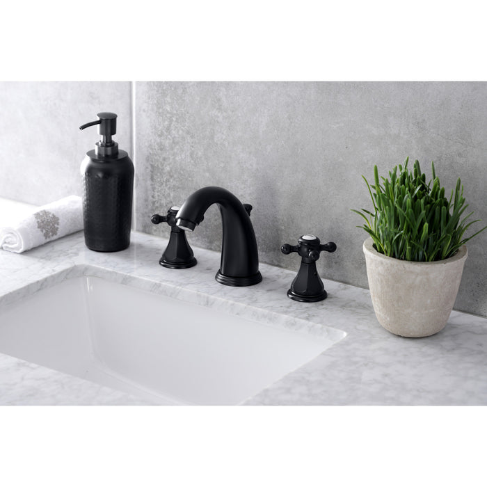 Metropolitan KB4980BX Two-Handle 3-Hole Deck Mount Widespread Bathroom Faucet with Retail Pop-Up Drain, Matte Black