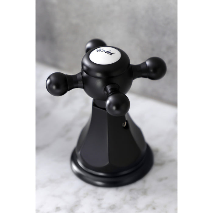 Metropolitan KB4980BX Two-Handle 3-Hole Deck Mount Widespread Bathroom Faucet with Retail Pop-Up Drain, Matte Black