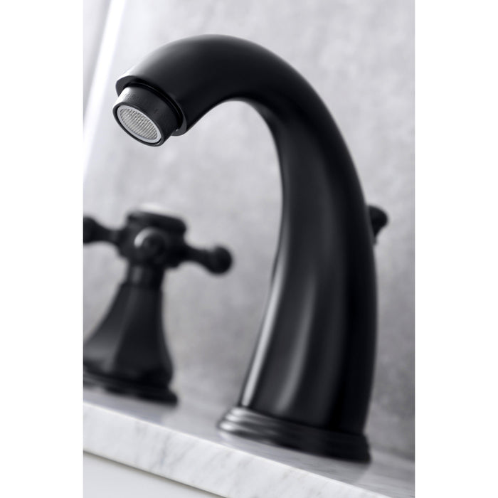 Metropolitan KB4980BX Two-Handle 3-Hole Deck Mount Widespread Bathroom Faucet with Retail Pop-Up Drain, Matte Black