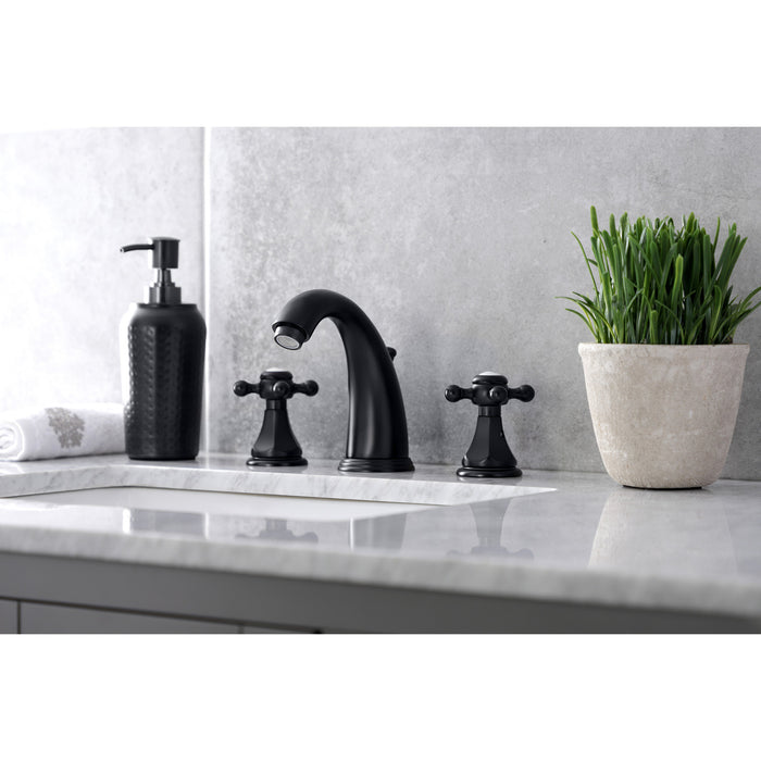 Metropolitan KB4980BX Two-Handle 3-Hole Deck Mount Widespread Bathroom Faucet with Retail Pop-Up Drain, Matte Black