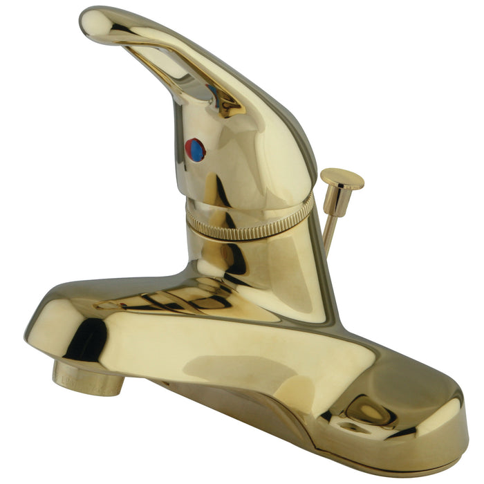 Wyndham KB512 Single-Handle 3-Hole Deck Mount 4-Inch Centerset Bathroom Faucet with ABS Pop-Up Drain, Polished Brass