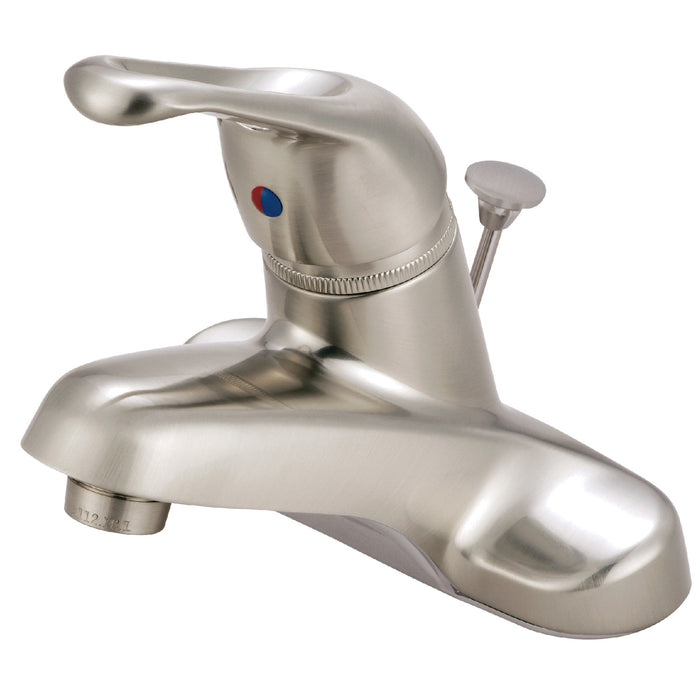 Wyndham KB518B Single-Handle 3-Hole Deck Mount 4-Inch Centerset Bathroom Faucet with Brass Pop-Up, Brushed Nickel