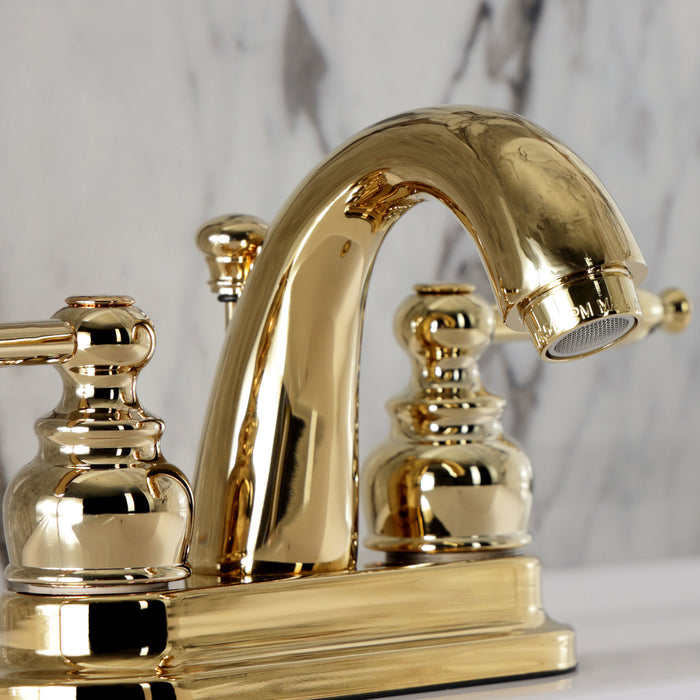 Knight KB5612KL Two-Handle 3-Hole Deck Mount 4" Centerset Bathroom Faucet with Plastic Pop-Up, Polished Brass