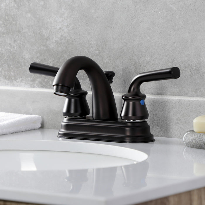 Restoration KB5615RXL Two-Handle 3-Hole Deck Mount 4" Centerset Bathroom Faucet with Plastic Pop-Up, Oil Rubbed Bronze