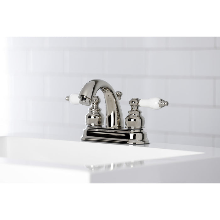 Restoration KB5616PL Double-Handle 3-Hole Deck Mount 4-Inch Centerset Bathroom Faucet with Pop-Up Drain, Polished Nickel