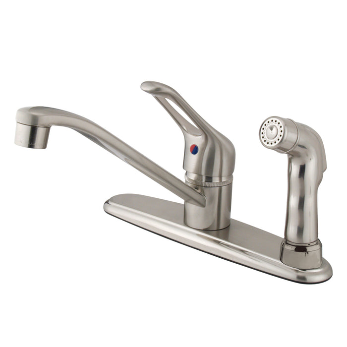 Wyndham KB563SNSP One-Handle 3-Hole 8" Centerset Kitchen Faucet with Side Sprayer, Brushed Nickel