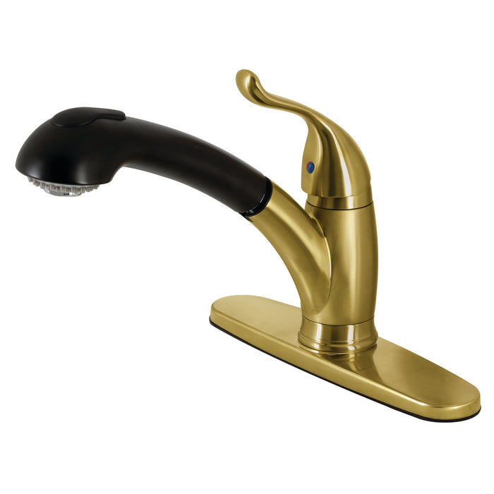 Yosemite KB5707YL Single-Handle 1-or-3 Hole Deck Mount Pull-Out Sprayer Kitchen Faucet, Brushed Brass