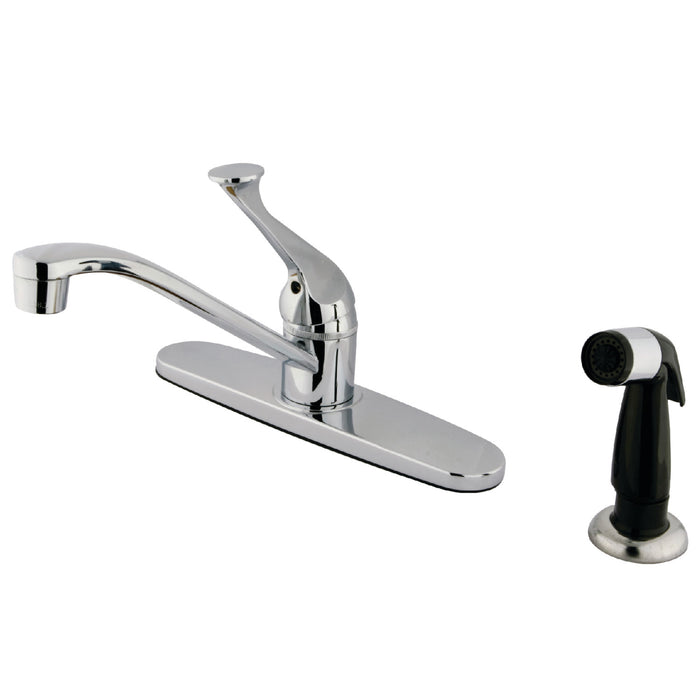 Chatham KB572 One-Handle 4-Hole 8" Centerset Kitchen Faucet with Side Sprayer, Polished Chrome