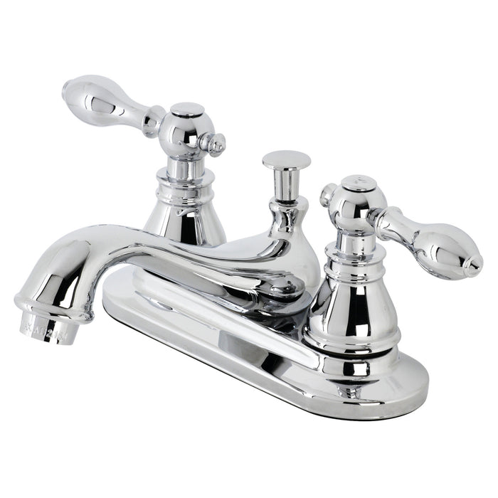 American Classic KB601ACL Double-Handle 3-Hole Deck Mount 4-Inch Centerset Bathroom Faucet with Pop-Up Drain, Polished Chrome