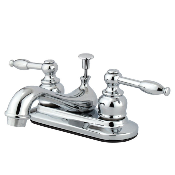 Knight KB601KL Double-Handle 3-Hole Deck Mount 4-Inch Centerset Bathroom Faucet with Pop-Up Drain, Polished Chrome