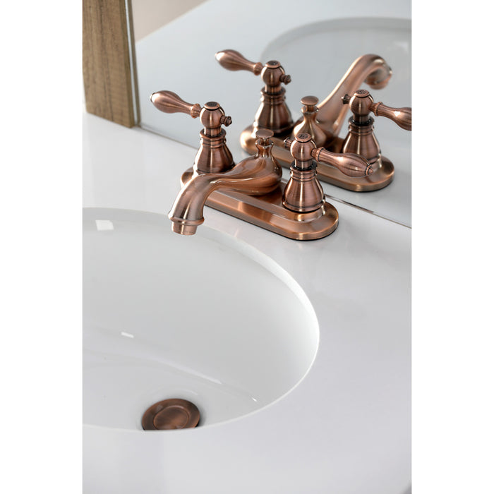 American Classic KB606ACL Double-Handle 3-Hole Deck Mount 4-Inch Centerset Bathroom Faucet with Pop-Up Drain, Antique Copper