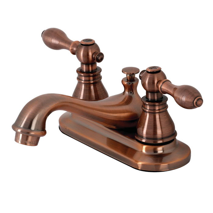 American Classic KB606ACL Double-Handle 3-Hole Deck Mount 4-Inch Centerset Bathroom Faucet with Pop-Up Drain, Antique Copper