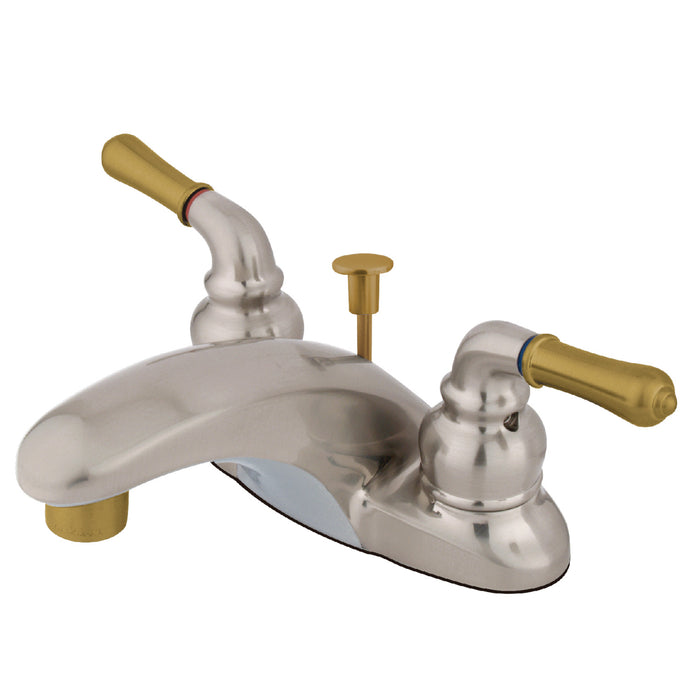 Magellan KB629 Double-Handle 3-Hole Deck Mount 4-Inch Centerset Bathroom Faucet with Pop-Up Drain, Brushed Nickel/Polished Brass