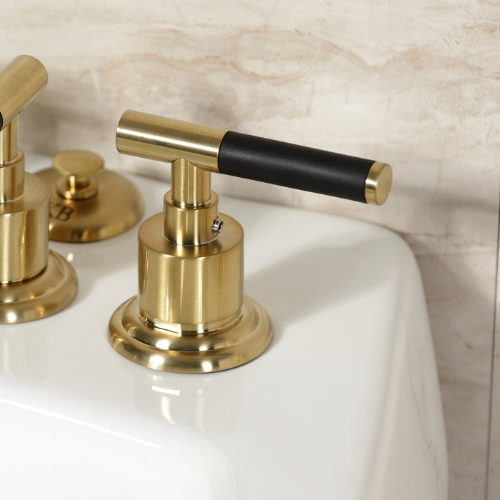 Kaiser KB6327CKL Three-Handle Deck Mount Vertical Spray Bidet Faucet with Brass Pop-Up, Brushed Brass