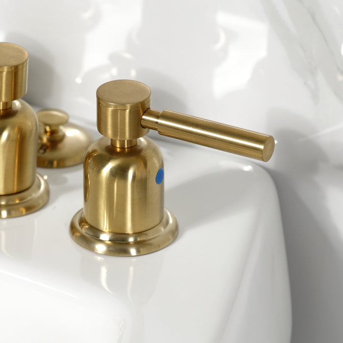 Concord KB6327DL Three-Handle Deck Mount Vertical Spray Bidet Faucet with Brass Pop-Up, Brushed Brass