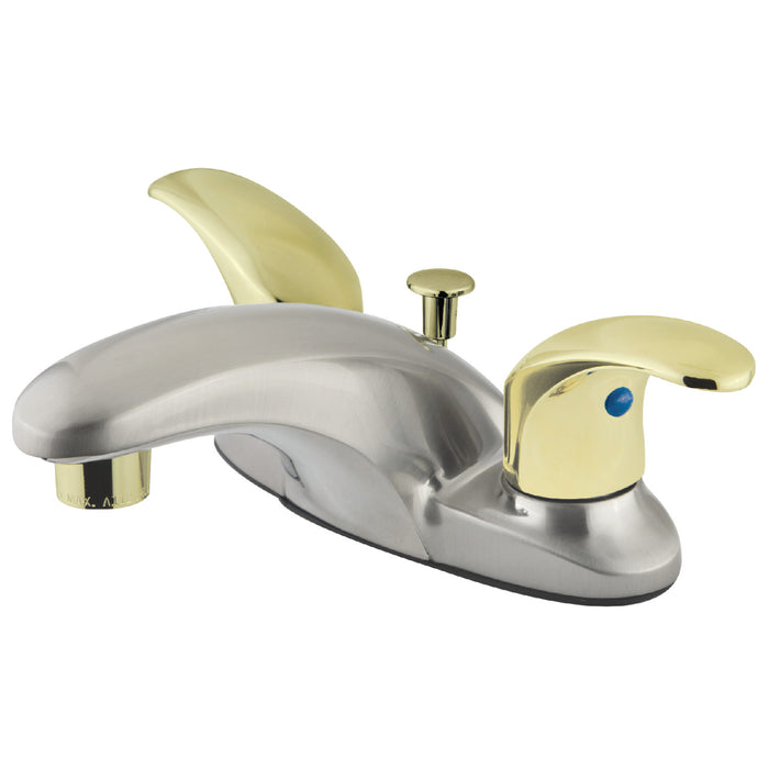 Legacy KB6629LL Double-Handle 3-Hole Deck Mount 4-Inch Centerset Bathroom Faucet with Pop-Up Drain, Brushed Nickel/Polished Brass