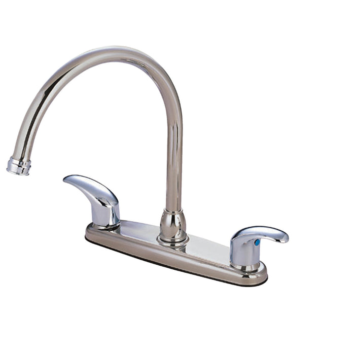 Legacy KB6797LL Two-Handle 4-Hole 8" Centerset Kitchen Faucet with Side Sprayer, Brushed Nickel/Polished Chrome