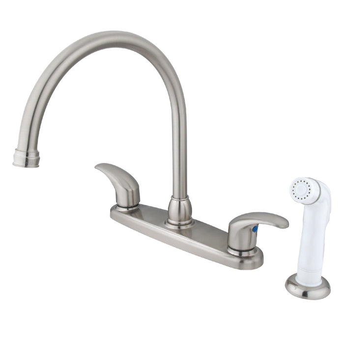 Legacy KB6798LL Two-Handle 4-Hole 8" Centerset Kitchen Faucet with Side Sprayer, Brushed Nickel