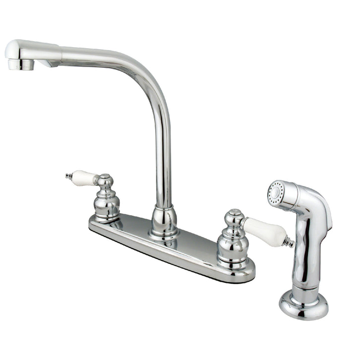 Victorian KB711SP Two-Handle 4-Hole 8" Centerset Kitchen Faucet with Side Sprayer, Polished Chrome