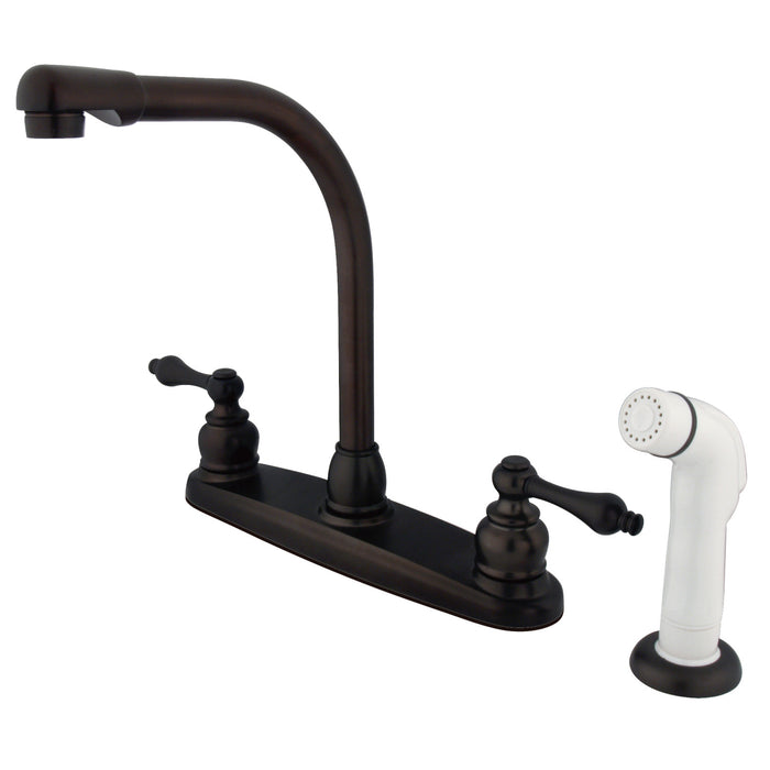 Victorian KB715AL Two-Handle 4-Hole 8" Centerset Kitchen Faucet with Side Sprayer, Oil Rubbed Bronze